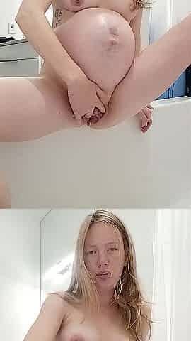 9 months preggo creamy dildo climax with close up (full on OF perkygrace)