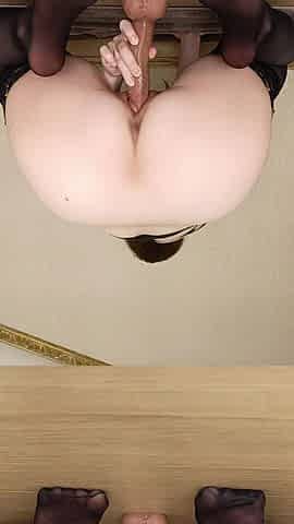 Creamy Dildo Ride, Reverse Cowgirl Style