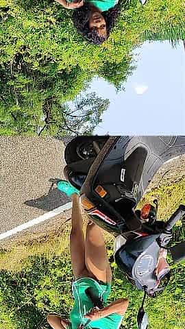 Biker Female Public Pov Outside Green Gardens Bike Path Cosplay To Undressed