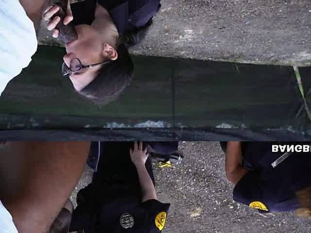 two Police Officers Suck off Ebony Stud