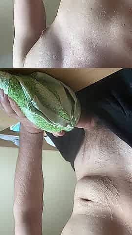 Solo boy pumping a self made masturbator