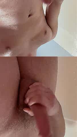 College student jerks off in shower