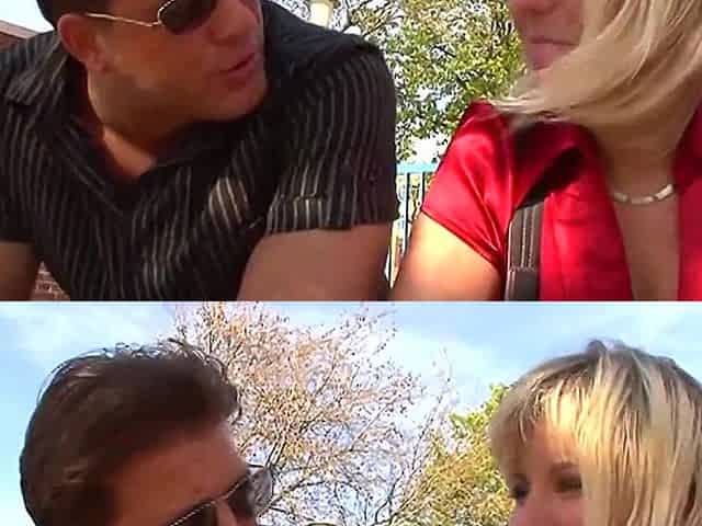 Busty Blonde Fucks a Lucky Guy Outdoors