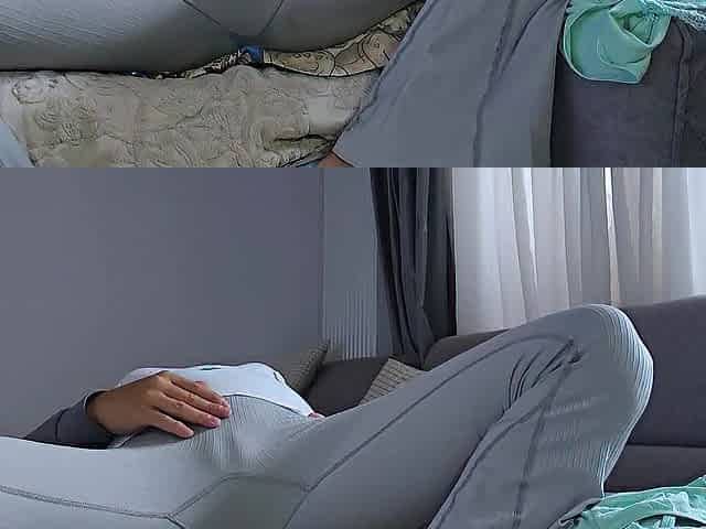 Solo gal gets truly turned on whilst doing yoga session and farts