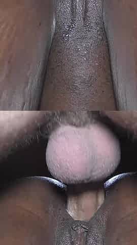 Watch My Big White Cock Pushing in Her Little Black Anus Hole and Jerking in