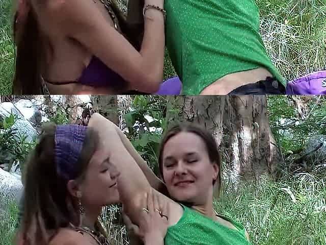 Blonde Teen 18+ With Saggy Tits And Hairy Pussy Caught Having Lesbian Sex Outdoors