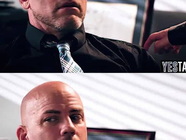 Small blond teen secretary blows and rides large jock aged boss in his office