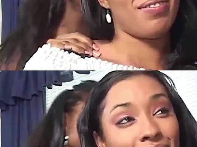 Bratty lesbo hottie seduces the breasty black with her gentle kisses and excellent cunt eating