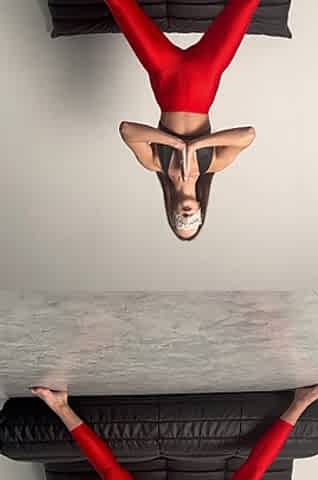 Yoga-red Nylon Shine Leggings