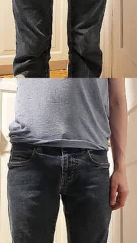Soaking jeans with a lot of pee
