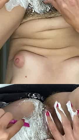 New hairy pussy shaving video