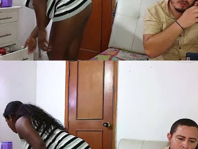 Maid trips and falls on top of boss