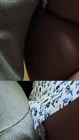 Stranger Cums Hard Inside Her Panties Under Skirt on Subway Train