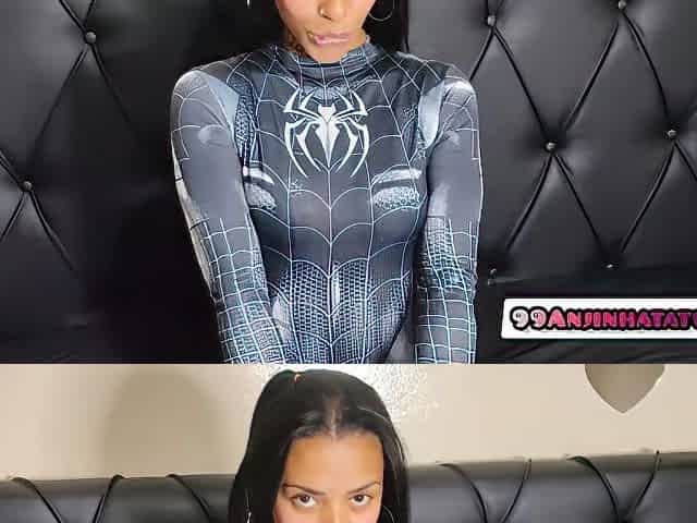 Joi-brunette Slut Cosplay Spider Masturbating Pussy And Ass With Dildo P1