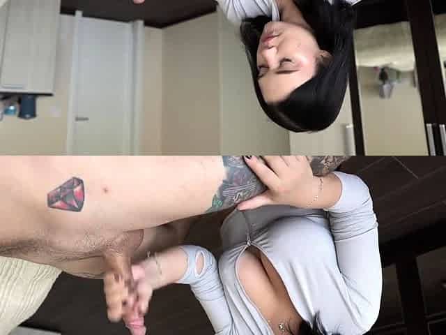 Hard-Cock Blowjob for the Tattooed Neighbor