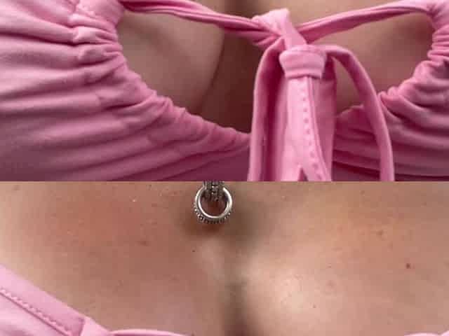 Italia Hot Big Tits MILF Artemisia Love Walking Around La Showing Her Juicy Boobs in a Pink Dress