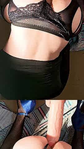 Sissyboy masturbates with a large vibrator.