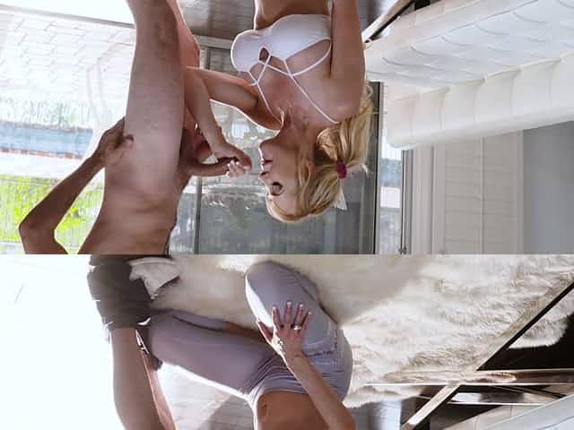Full step mom home action with the step son's dick in both her tiny holes