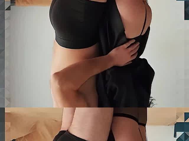 Faceless Pair: That guy Spanks Her Hard Then Screws Doggy / Legs on Shoulders - Ebony Strap & Garter Nylons