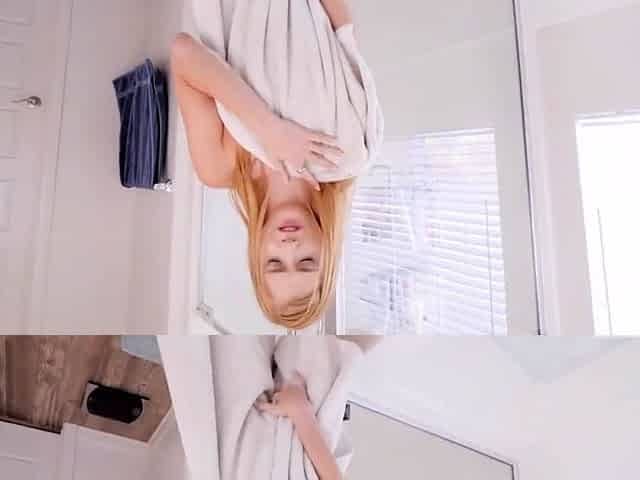 Stud catches filthy stepsister masturbating and helps her