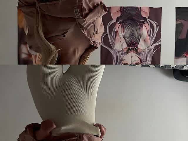 masturbates moist cunt in leggings, snatch climax with dildo