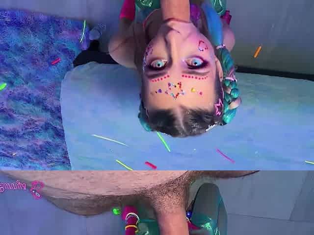 Emily Jade And Brian Omally In Canadian Rave Bunny Takes Glow Sticks In Her Dripping Pussy