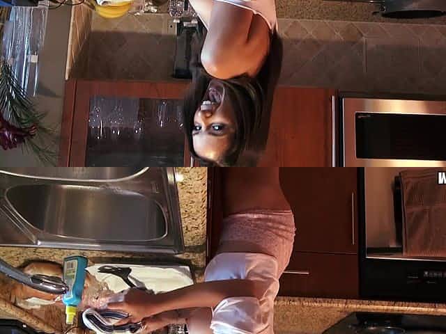 Brunette girlfriend with big natural tits deapthroat and doggystyle
