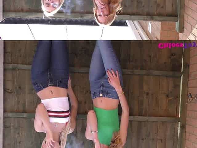 Cloe Toy and Rebecca Leah Smoking Outside