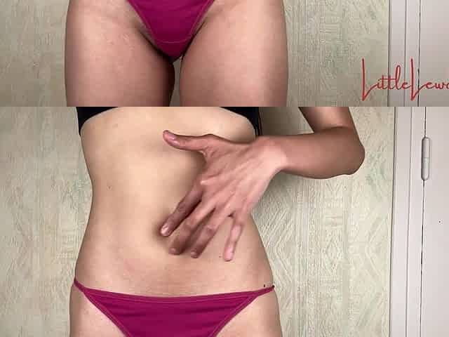 Bellybutton Play with Skinny Asian Teen - Oily Flat Belly Tease - Navel Fetish Play