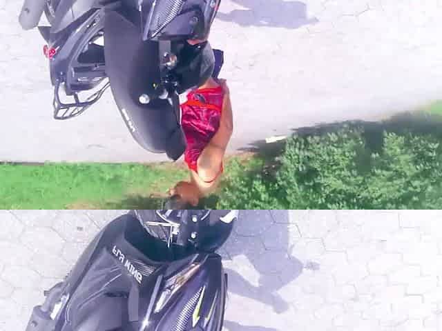 MOTORCYLE FEMALE Teasing In Public Doing Yoga Stretching And Greater quantity Park