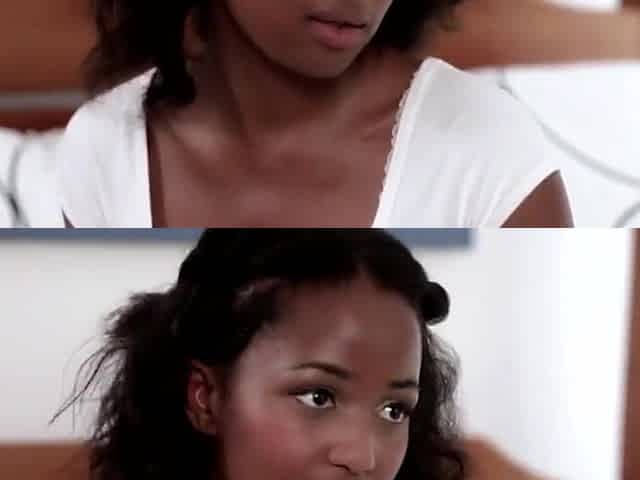 Ivy and Maya - skin contrast youthful black lesbian babes