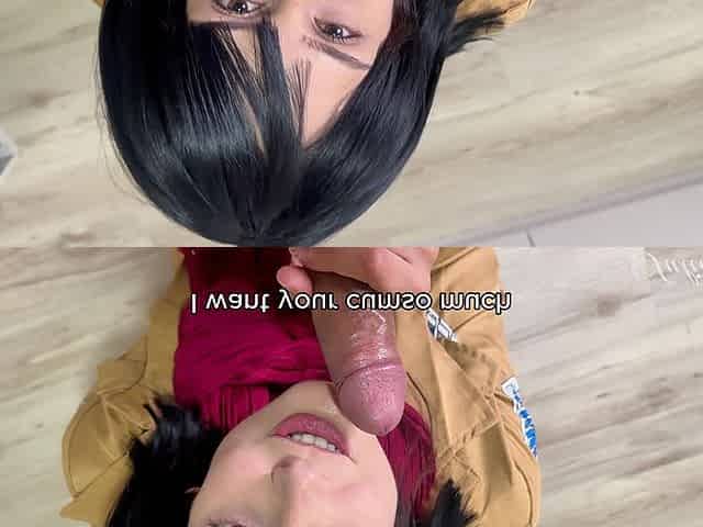 Mikasa Cosplay BJ - Dirty Talk & Cum on Tongue