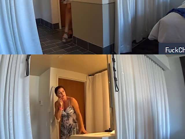 Horny milf watches a wild couple fucking and pleases herself