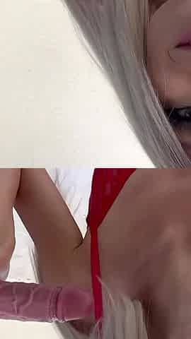 Blonde MILF Dildo Blowjob with Dirty Talk