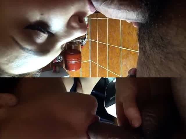 Deutscher Teenie-Amateur-Blowjob auf der Personaltoilette