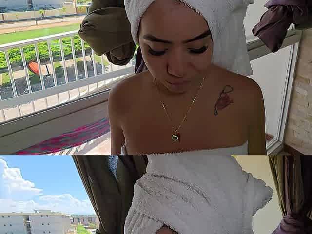 My most good ally's girlfriend takes a shower and I enter the baths to record her