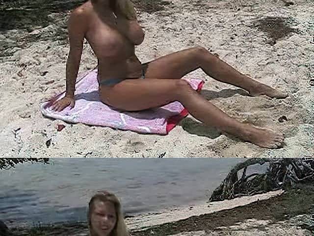 Large boobs on the beach