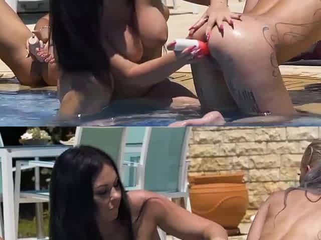 Lesbian foursome by the pool with Inna Innaki and co.