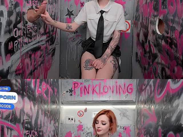 Charming gal gets screwed by 2 ramrods throughout the throne room walls Gloryhole - pinkloving