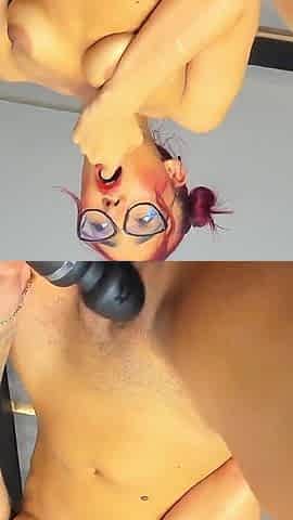A Girl with Glasses and Hair Is Dancing and Being Controlled by a Fantar with a Loving Toy, P5