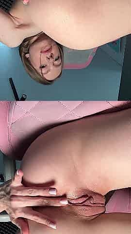 golden-haired screws her butt with her fingers and groans hotly