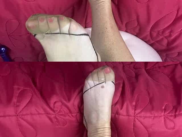 Mrs Mature Feet Playing with Her Little Purple Toy