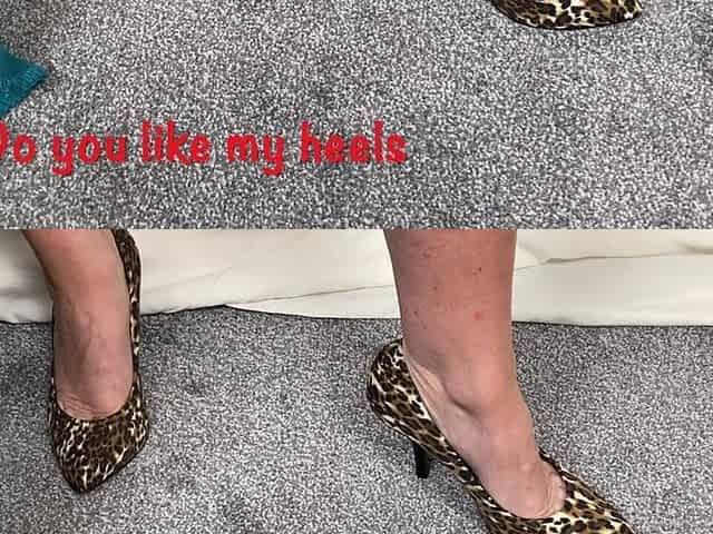 Mrs Mature Feet Showing to All Her Heels and T-shirt!!!!