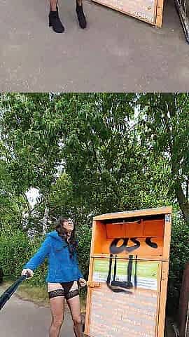 Throwing away clothing and walking undressed in public