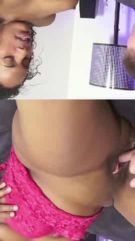 Beautiful ebony skin honey does amateur interracial fuck for cum