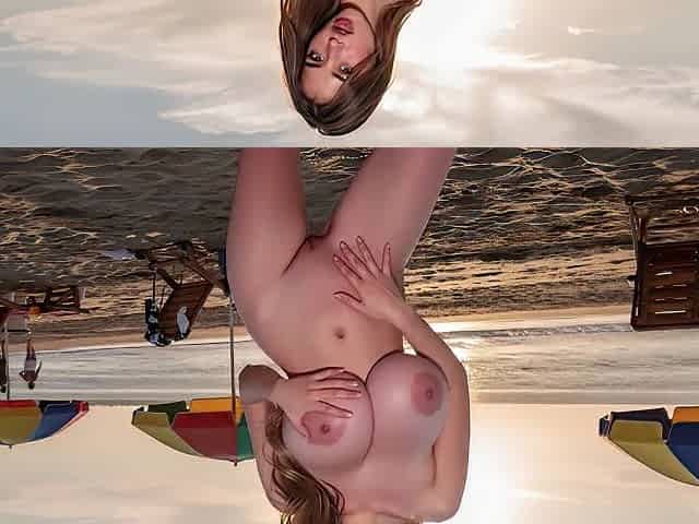 Hawt Brunette hair drilled at a Public Beach (IA generated)