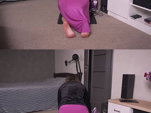 MILF Exposes Panty Lines While Doing Chores