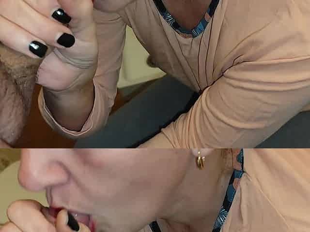 Stepmom MILF Tricked and Now She Takes Cum in Mouth Then Swallowing Huge Load
