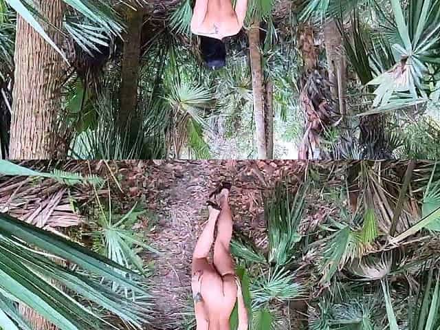 Sexy brunette teen outdoor masturbation