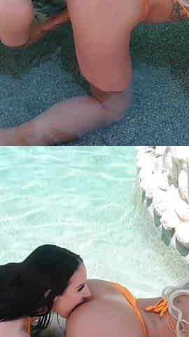Dan Dangler & Angela White Fuck a Guy by the Pool